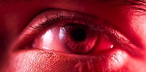 Close-up of an eye in red light
